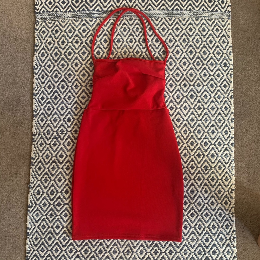 Red Mini Dress with lace up back